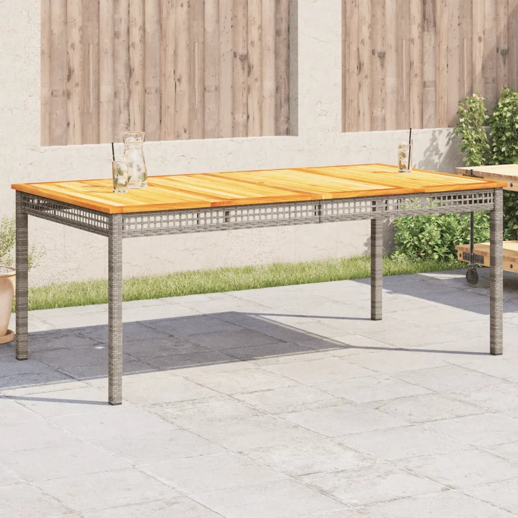 Tavolo da Giardino | Tavolino da esterno Grigio 180x90x75cm Polyrattan e Legno Acacia