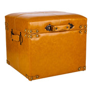 Sgabello con cassetti in similpelle arancione 38x38x35h