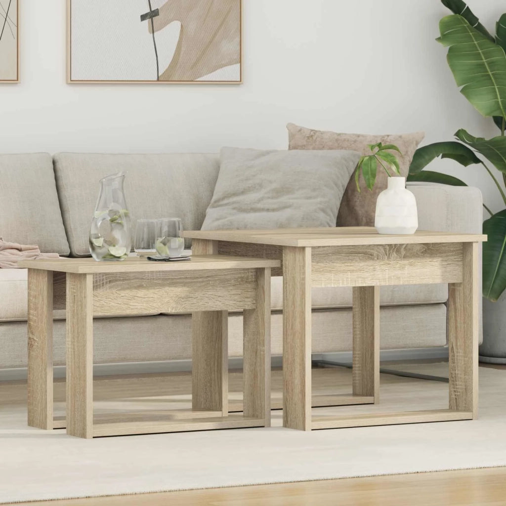 Set di Tavolini da Caffè 2 pcs Rovere Sonoma Legno multistrato