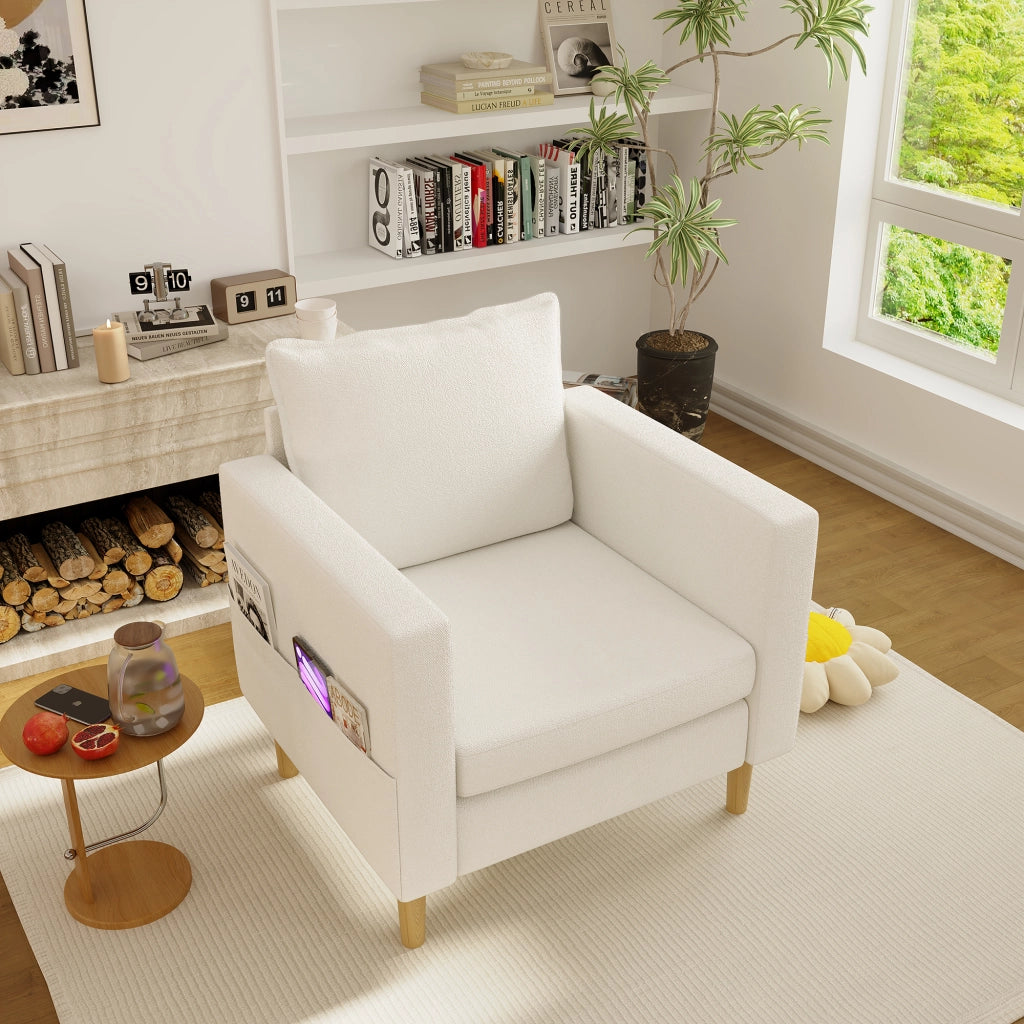 POLTRONA da lettura 71x68x82 cm in chenille beige