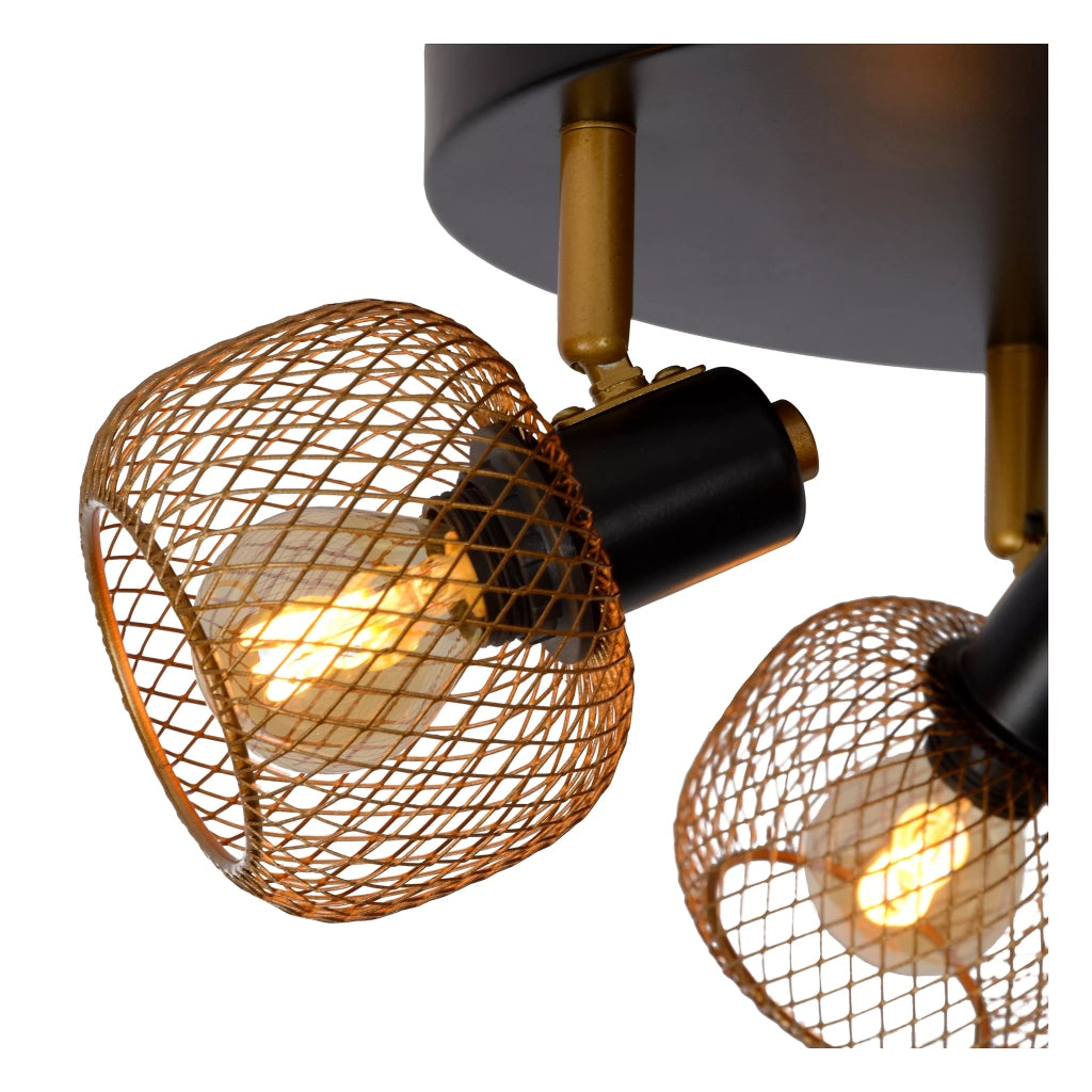 Plafoniera tonda loft 3 faretti nero/oro Lucide Maren