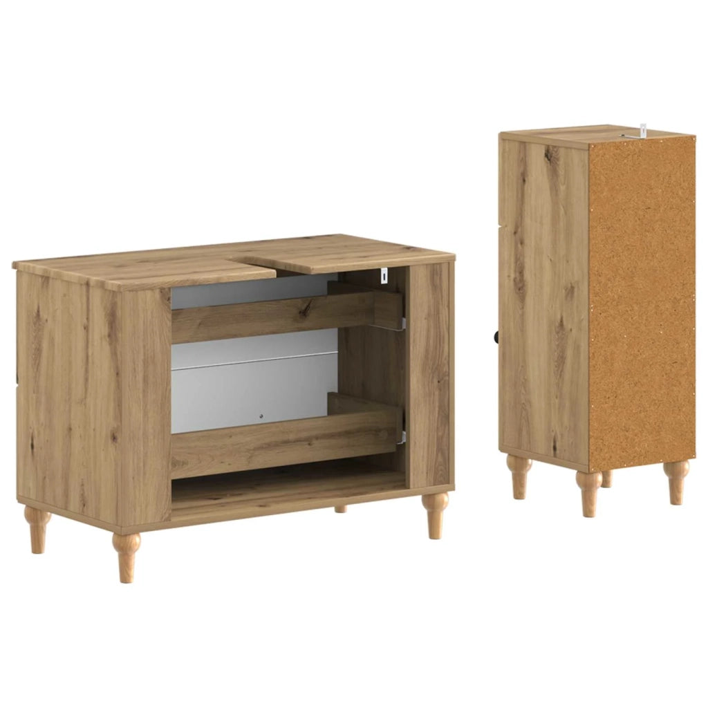 Set di Armadi da Bagno da 2 Pezzi ALKMAAR Rovere Artigianale 3417674