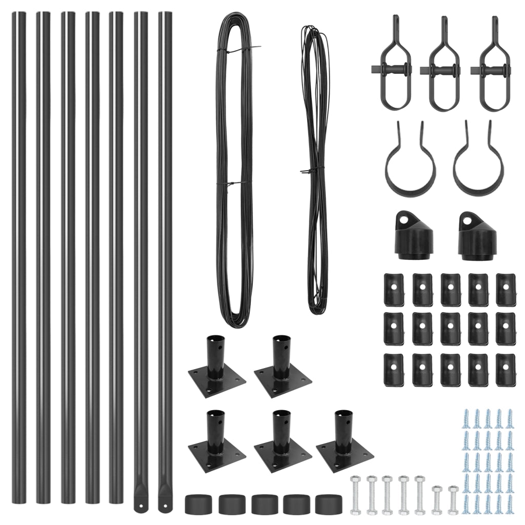 Pali per recinzione con basi 7 pcs Ã˜32mm 90cm acciaio zincato