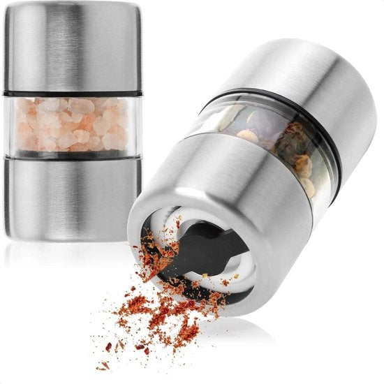 Set di spezie in miniatura - set di macinatore di sale e pepe in acrilico e acciaio inossidabile - macinatore ceramico - accessori per la cucina - set di macinatore di spezie - set di macinatore di sale e pepe (2 pezzi)