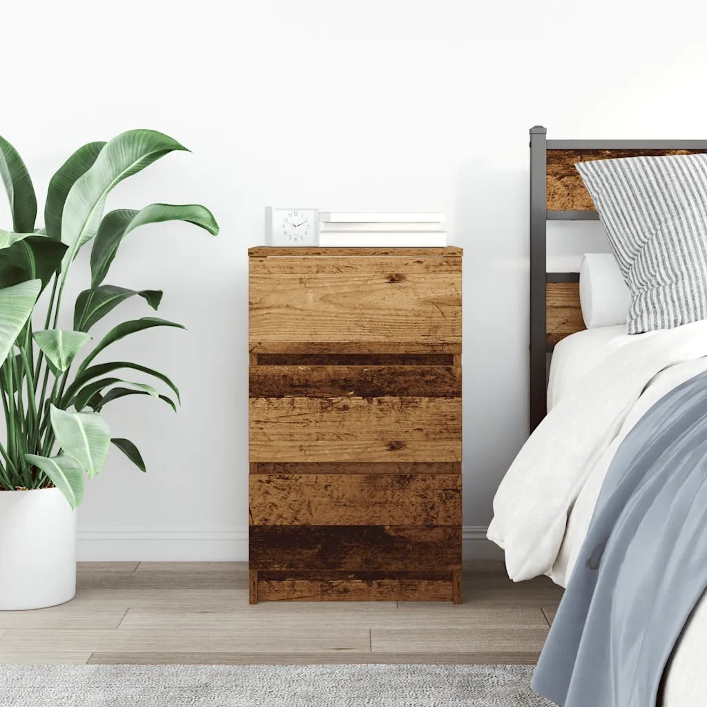 Comodino con 3 Cassetti Legno Antico 39x35x65 cm