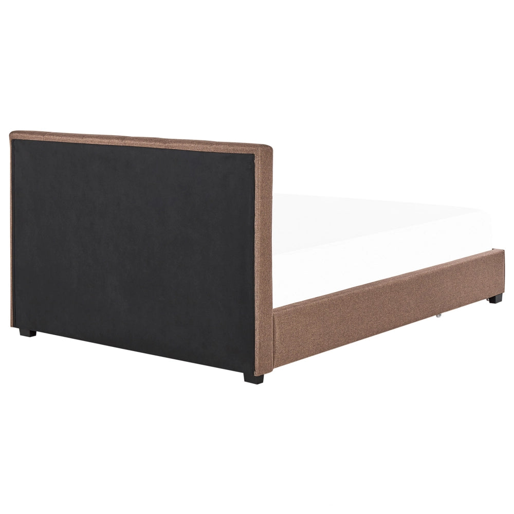 Letto contenitore matrimoniale imbottito marrone con rete a doghe e cassetti 180 x 200 cm