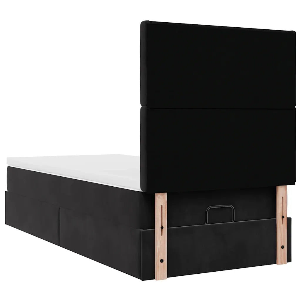 Struttura Letto Pouf con Materassi Nero 100x200 cm Velluto 3314446