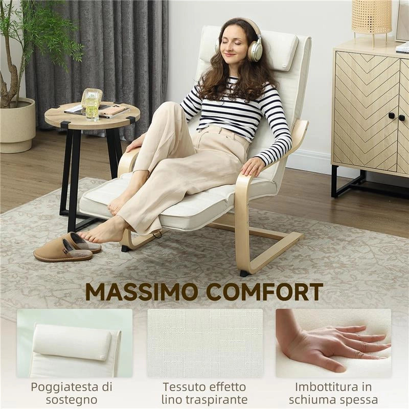 POLTRONA RELAX RISCALDANTE E MASSAGGIANTE CON POGGIAPIEDI REGOLABILE E TELECOMANDO, 67X95X101 CM, CREMA