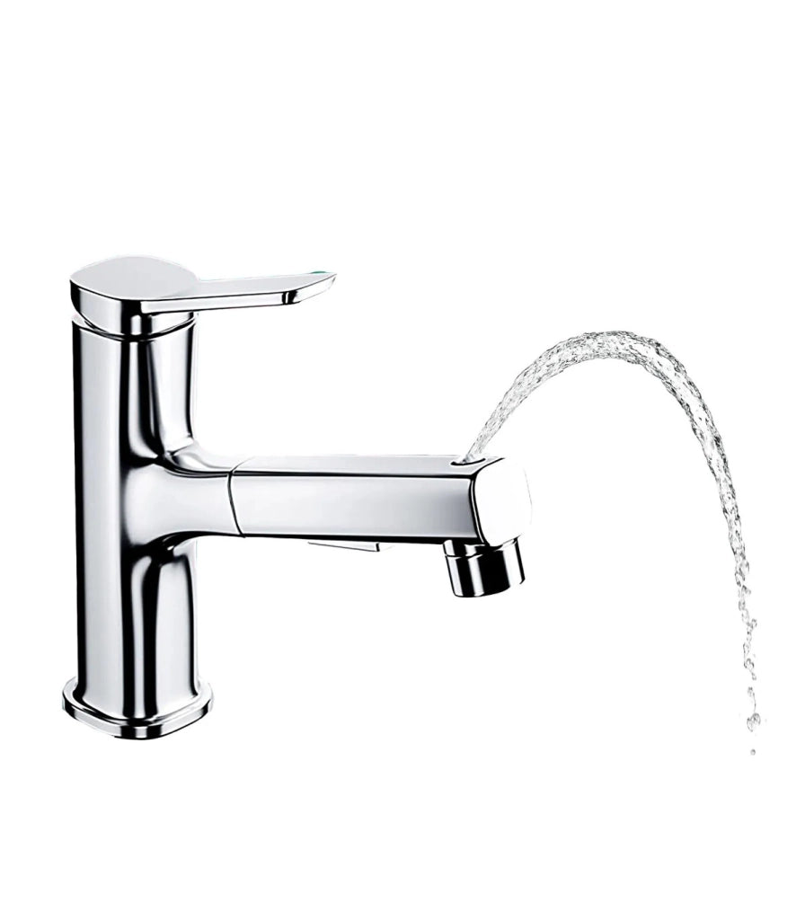 Rubinetto Lavandino Acqua Verticale LH-178 | Rame Massiccio | Estraibile | 2 Modi Acqua | Acqua Verticale per Risciacquo Dentale