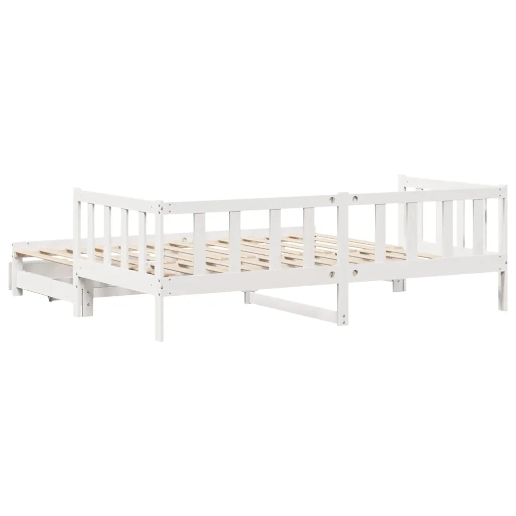 Letto singolo | Letto per adulti | Letto Estraibile con Cassetti senza Materasso Bianco 90x200 cm