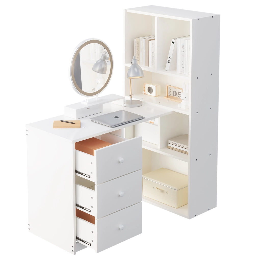 Scrivania angolare con libreria 117 x 63 x 135 cm; bianca; in legno