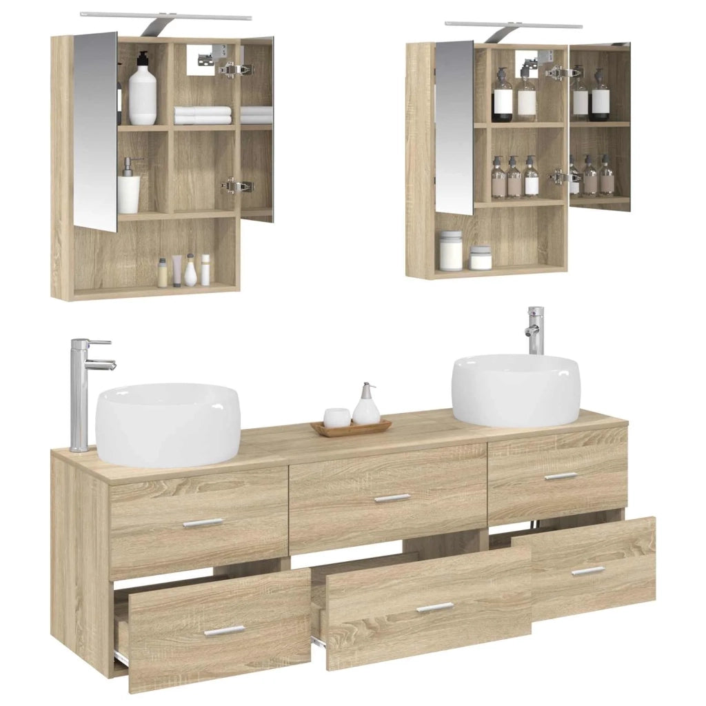Set di mobili per il bagno 5 pcs Rovere Sonoma 3407001