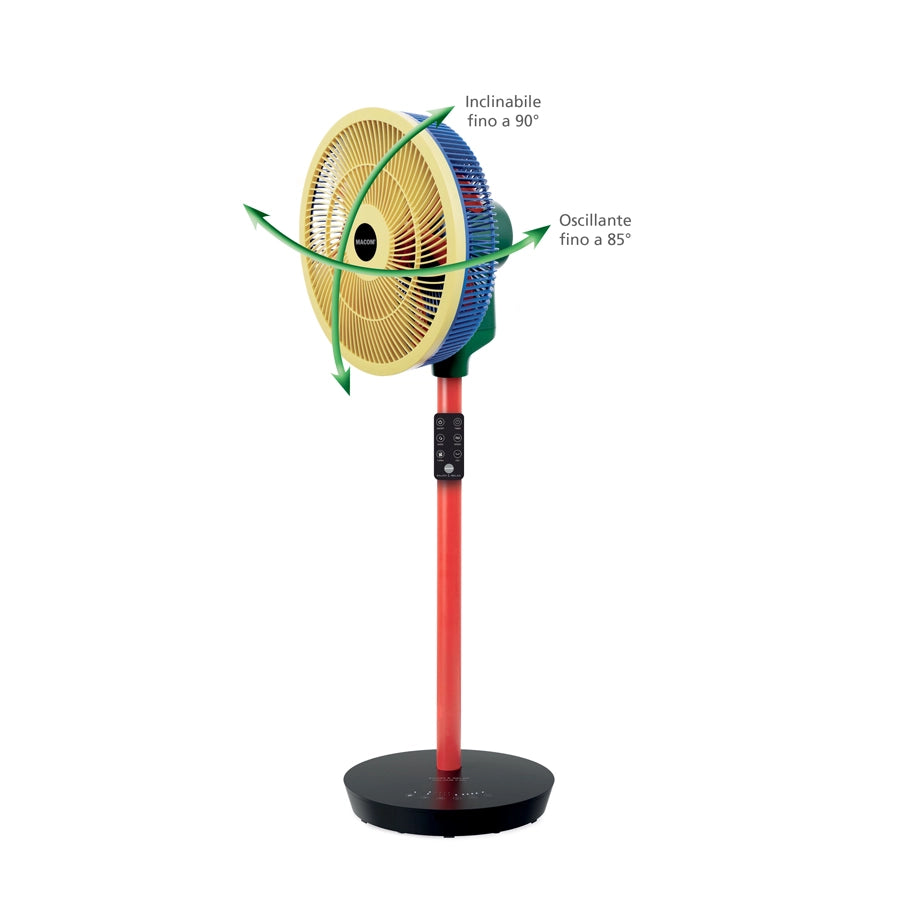 Macom enjoy & relax 982 colour fan ventilatore oscillante da 35 cm, 8 velocità, con timer e telecomando