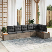 Set Divano da Giardino con cuscino 6 pcs Grigio Polyrattan