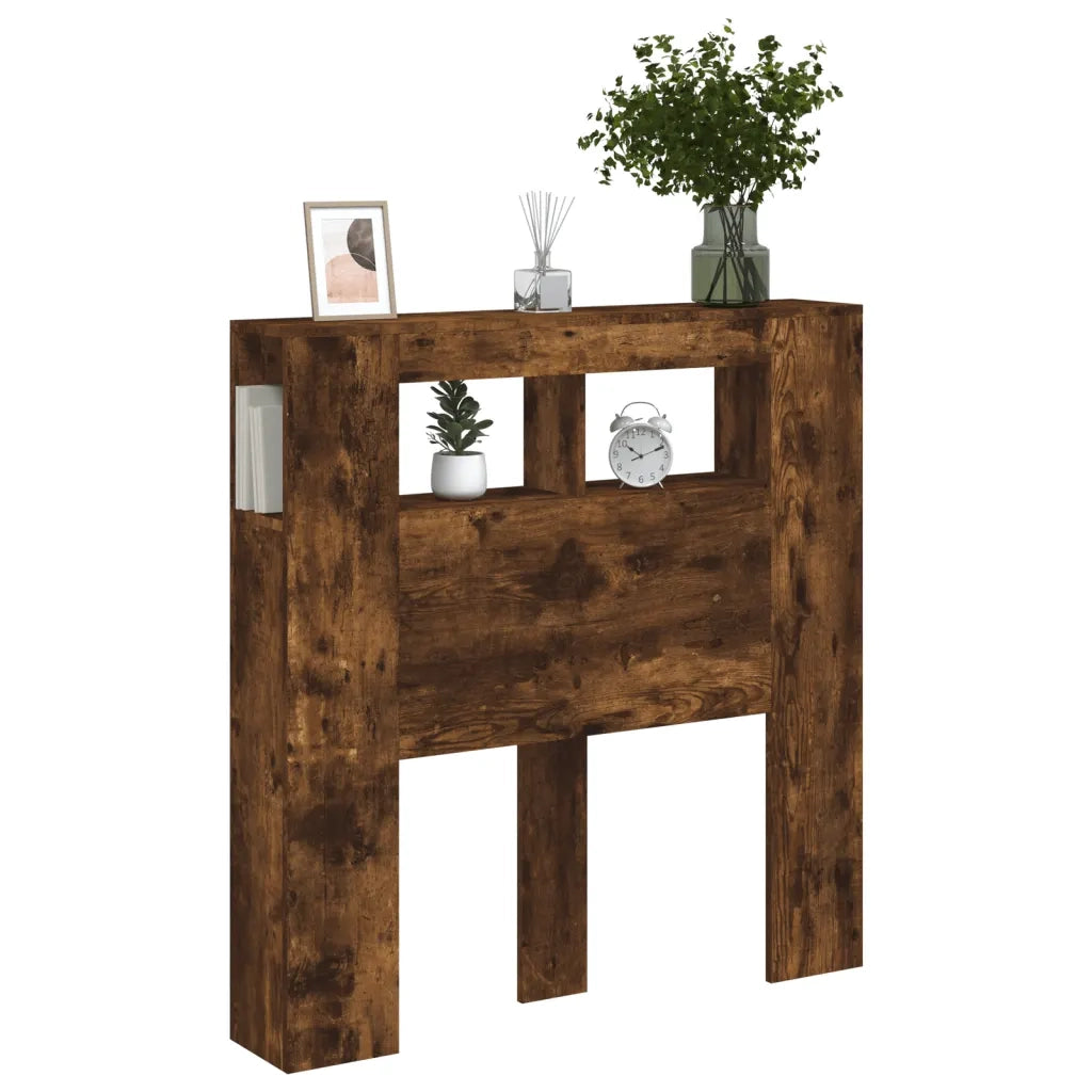 Testiera LED-Testata con LED-Testiera Decorativa Rovere Fumo 100x18,5x103,5 cm Legno Multistrato