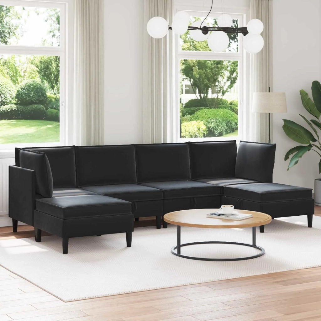 Set di mobili per il soggiorno con cuscino 6 pcs Nero Velluto
