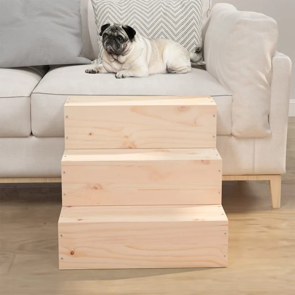 Scala per Animali 40x37,5x35 cm in Legno Massello di Pino 822461