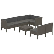 Set di mobili da giardino mobili da esterno 8 pezzi con cuscini resina intrecciata grigia 02_0017687