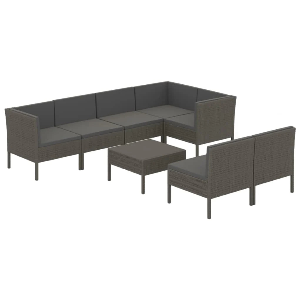 Set di mobili da giardino mobili da esterno 8 pezzi con cuscini resina intrecciata grigia 02_0017687
