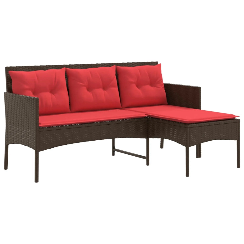 Set Divano da Giardino 2 pz | Set Salotto da Giardino Marrone e Rosso polyrattan