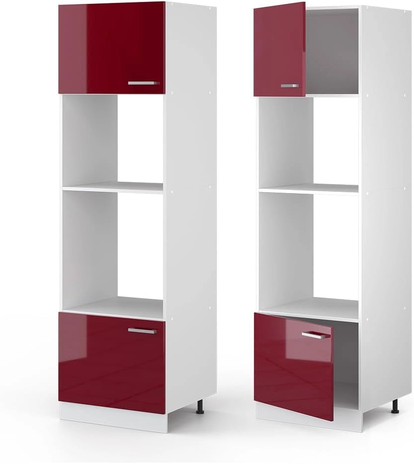 Mobile cucina microonde R-Line, Rosso lucido, 60 cm, per la libera combinazione all'interno di sistemi cucina modulari