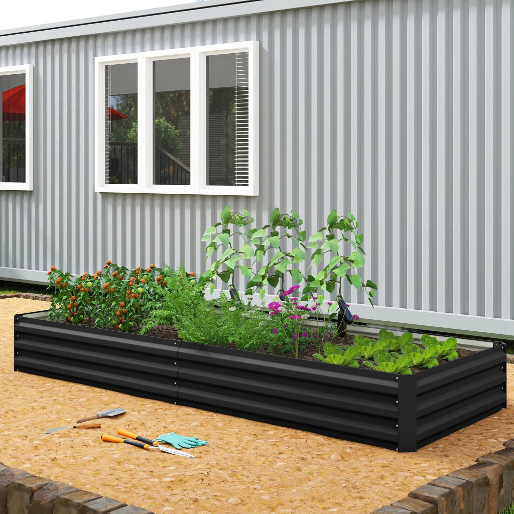 Vaschetta da giardino rettangolare ¨C zephmum ¨C nero acciaio ondulato 241x90.5x30 cm