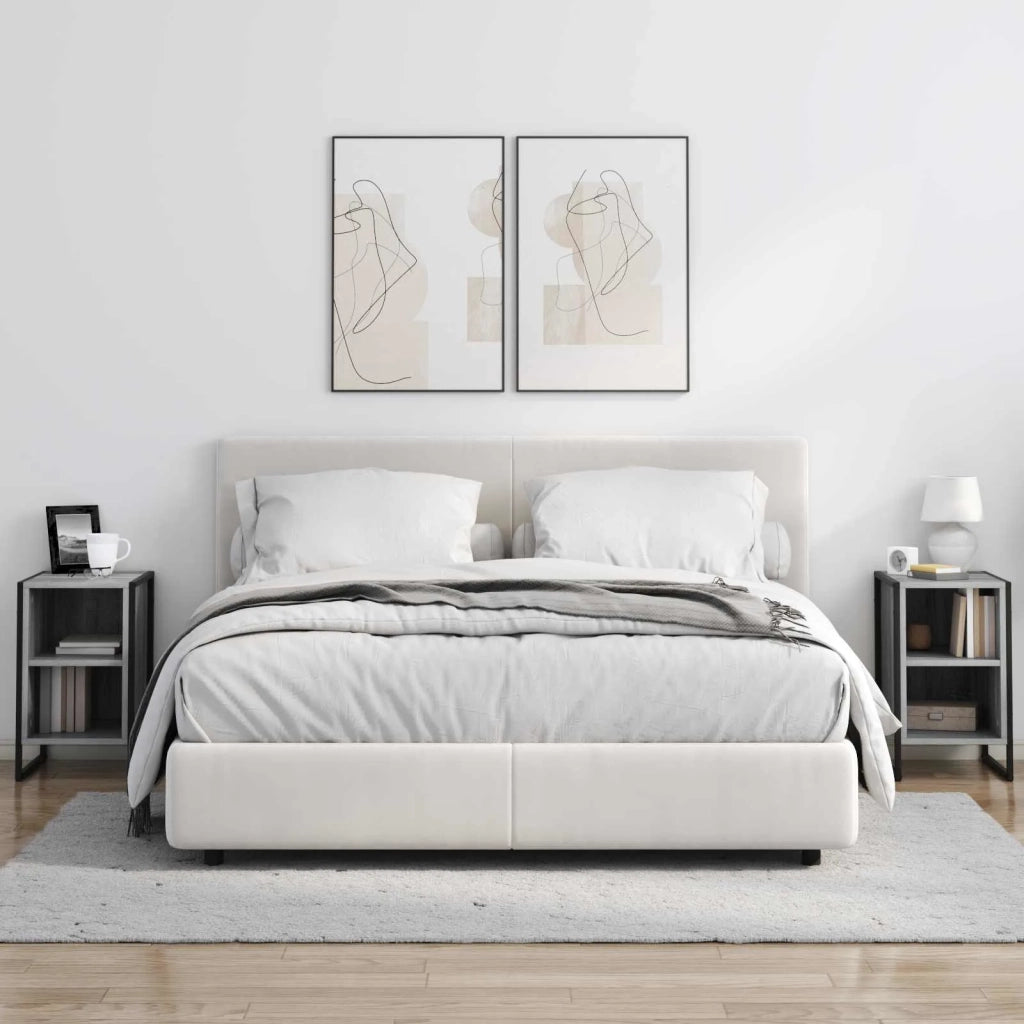 Set di 2 Comodini | Armadio da Notte | Mobiletto da notte Grigio Sonoma 39.5 x 30 x 50 cm
