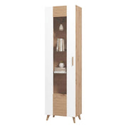 Mobile Espositore Camastra, Vetrina un Ripiano, 58x35x202.5h cm Marrone Rovere Nodi