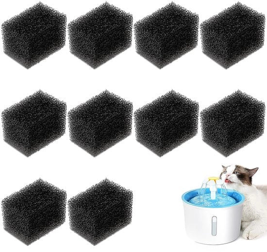Pacchetto di 10 filtri a spugna per fontane per gatti, filtri a spugna per fontane per gatti, filtri a spugna sostitutivi per fontane per animali per fontane rotonde o quadrata per gatti