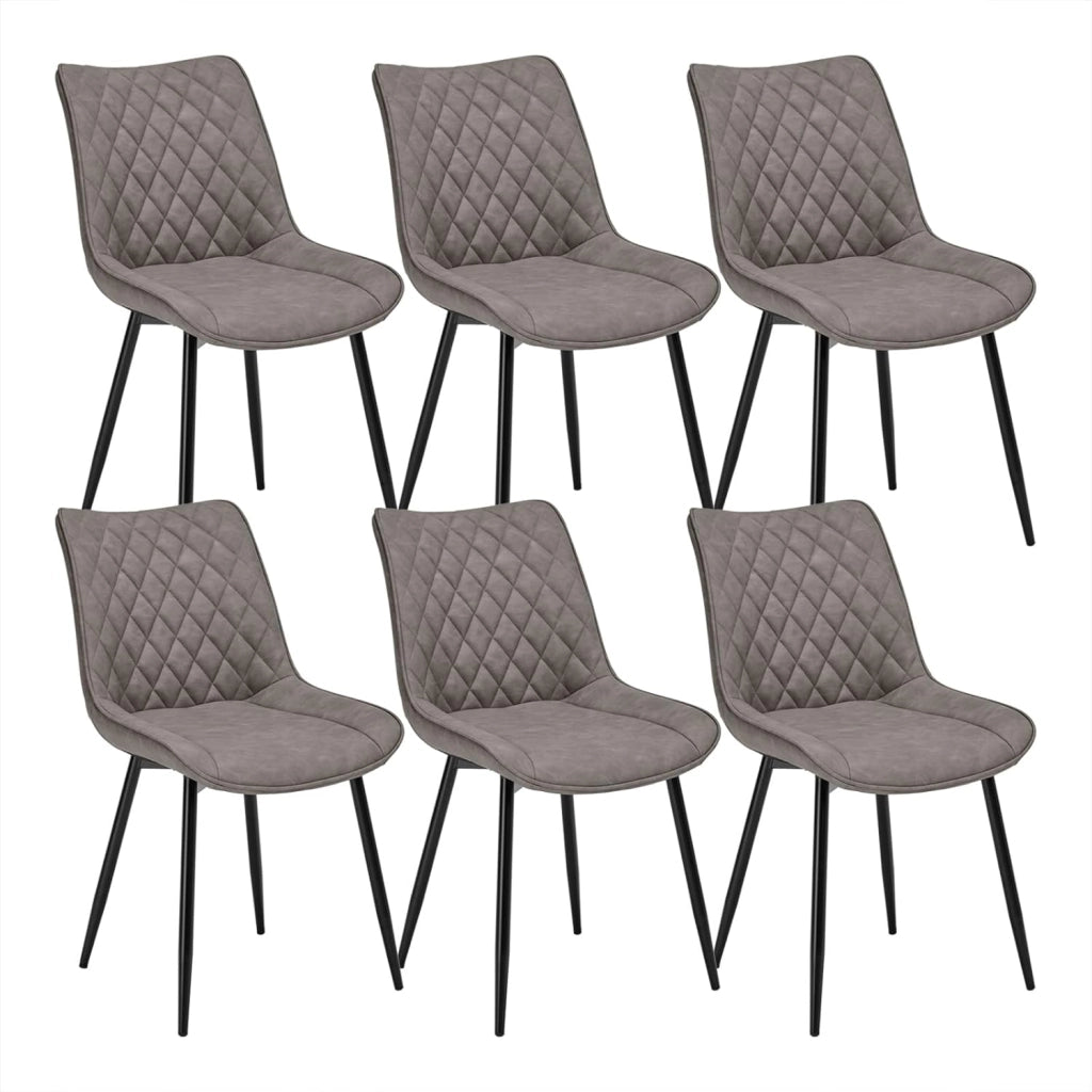 set di 6 sedie sala da pranzo sedie cucina moderne sedie imbottite Adatte per Sala Pranzo, Soggiorno, Camera da Letto Estetica in Ecopelle Grigio scuro Metallo BH210dgr-6