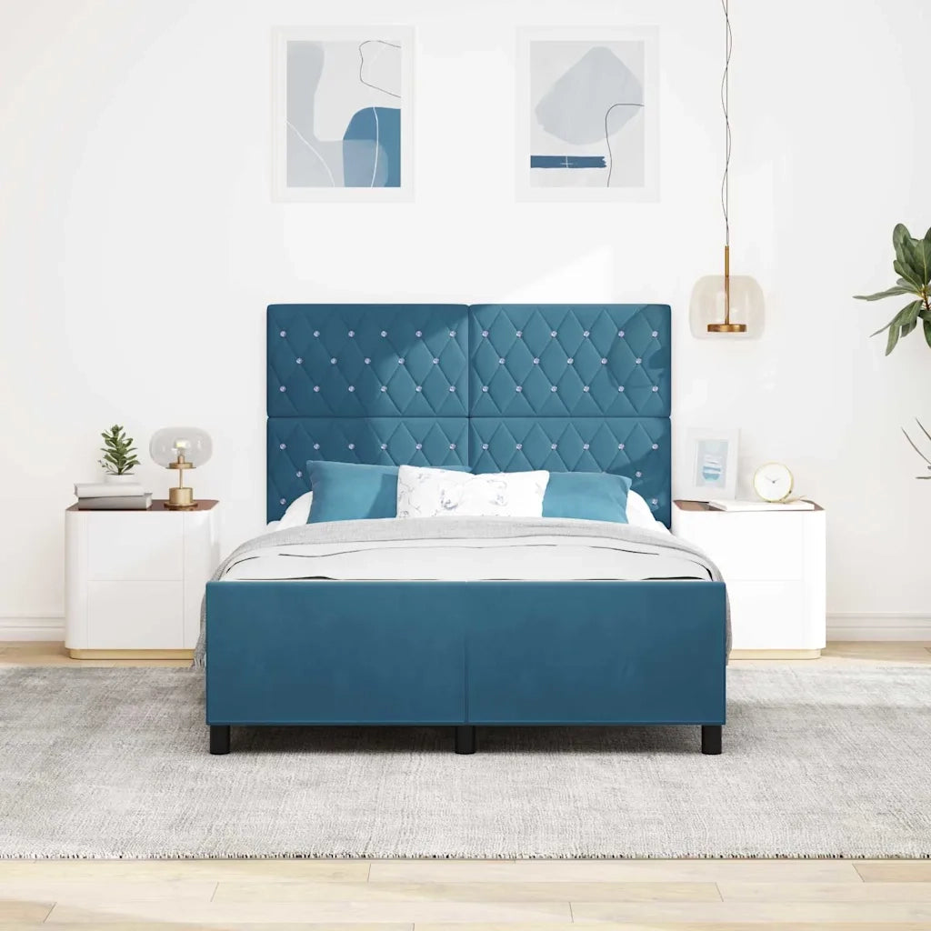 Letto a molle con testiera Blu Scuro 160 x 200 cm Velluto 3344889