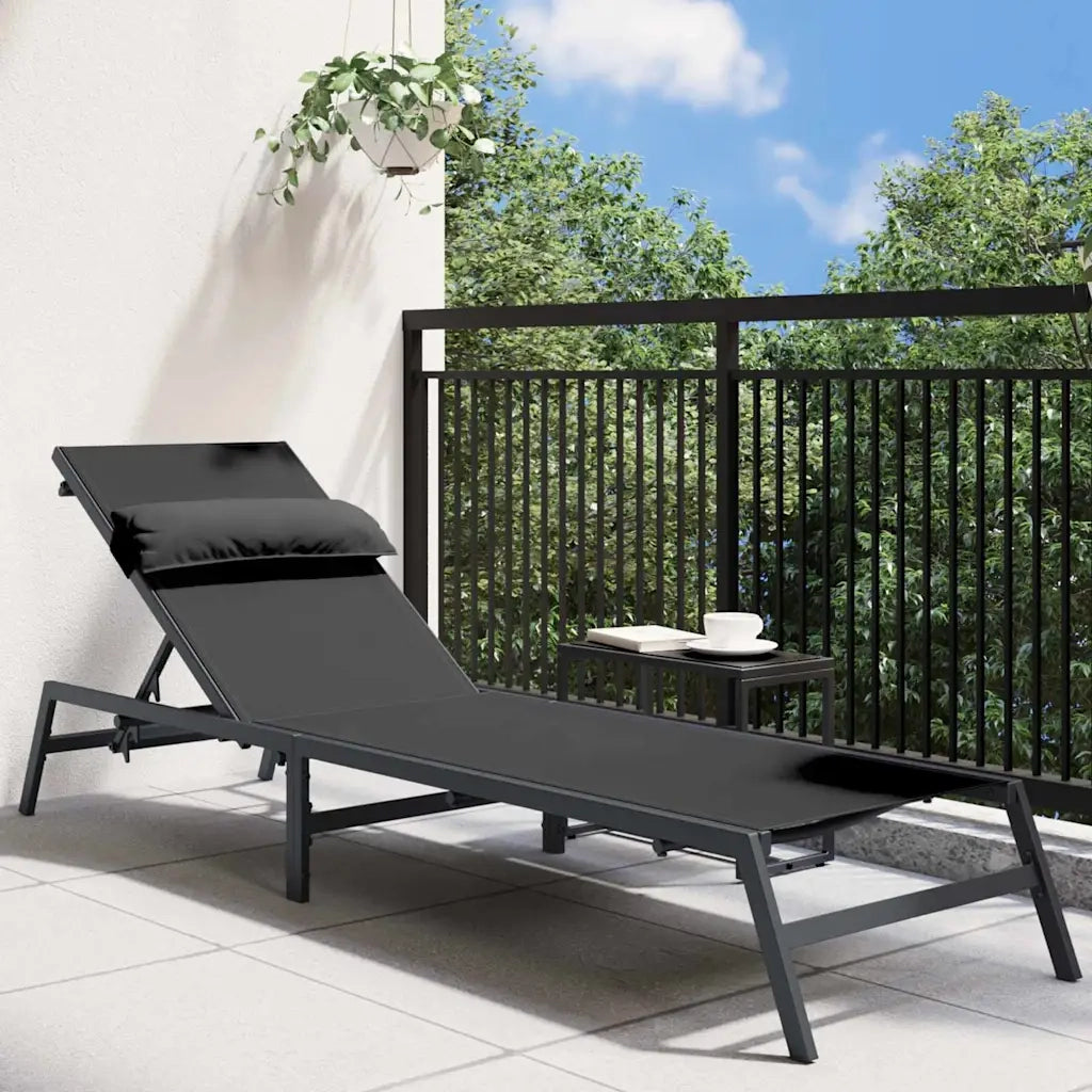 Lettino 1-persona Nero e antracite 197 x 54 x 86 cm Acciaio 42010348