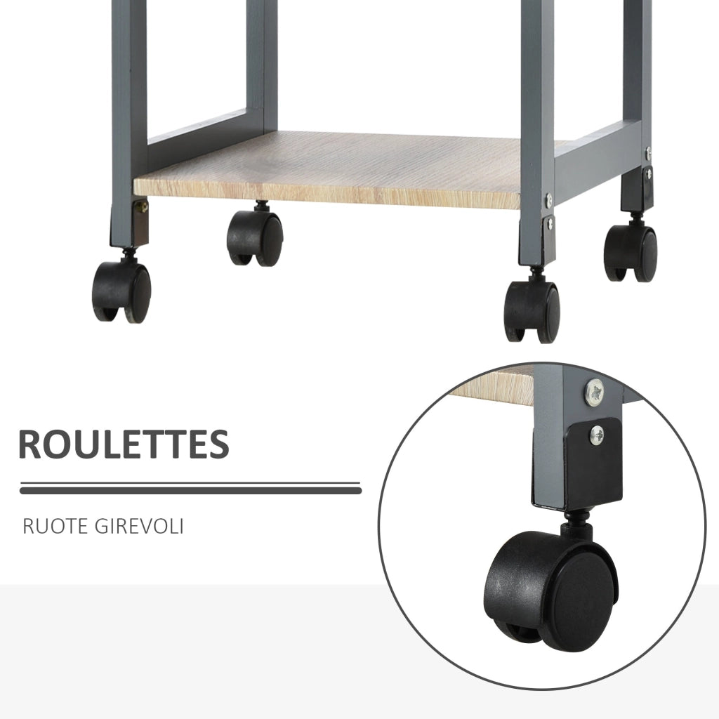 Carrello da Cucina Portavivande 37x37x76 cm in Legno di Pino e MDF Grigio