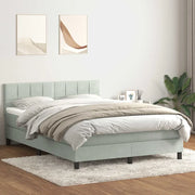 vidaXL Giroletto a Molle con Materasso Grigio Chiaro 160x220cm Velluto