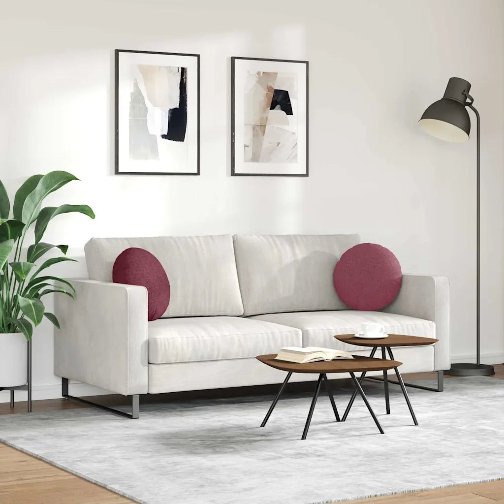Cuscini per Seduta 2 pcs Rosso Vino Ø40 x 13 cm Tessuto