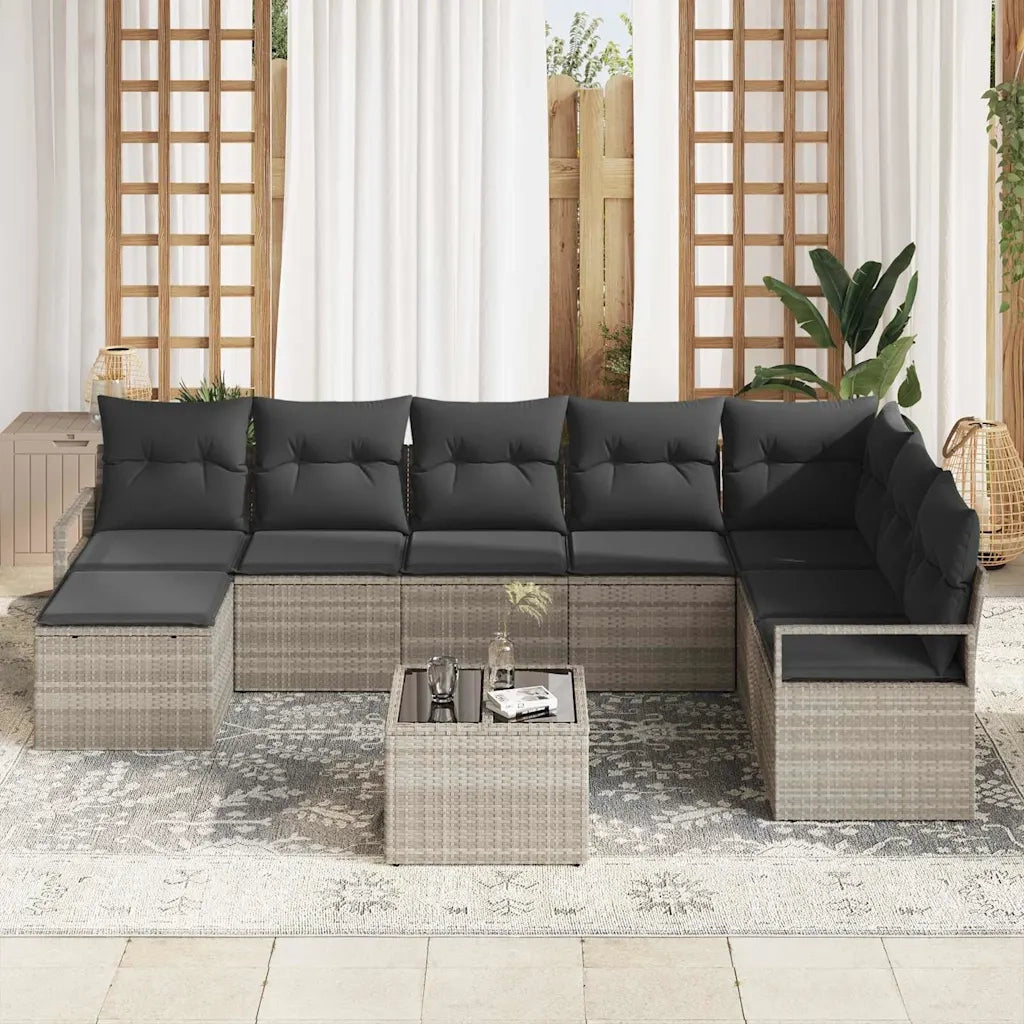 Set di divani con cuscino 9 pcs Grigio chiaro polyrattan 3355181