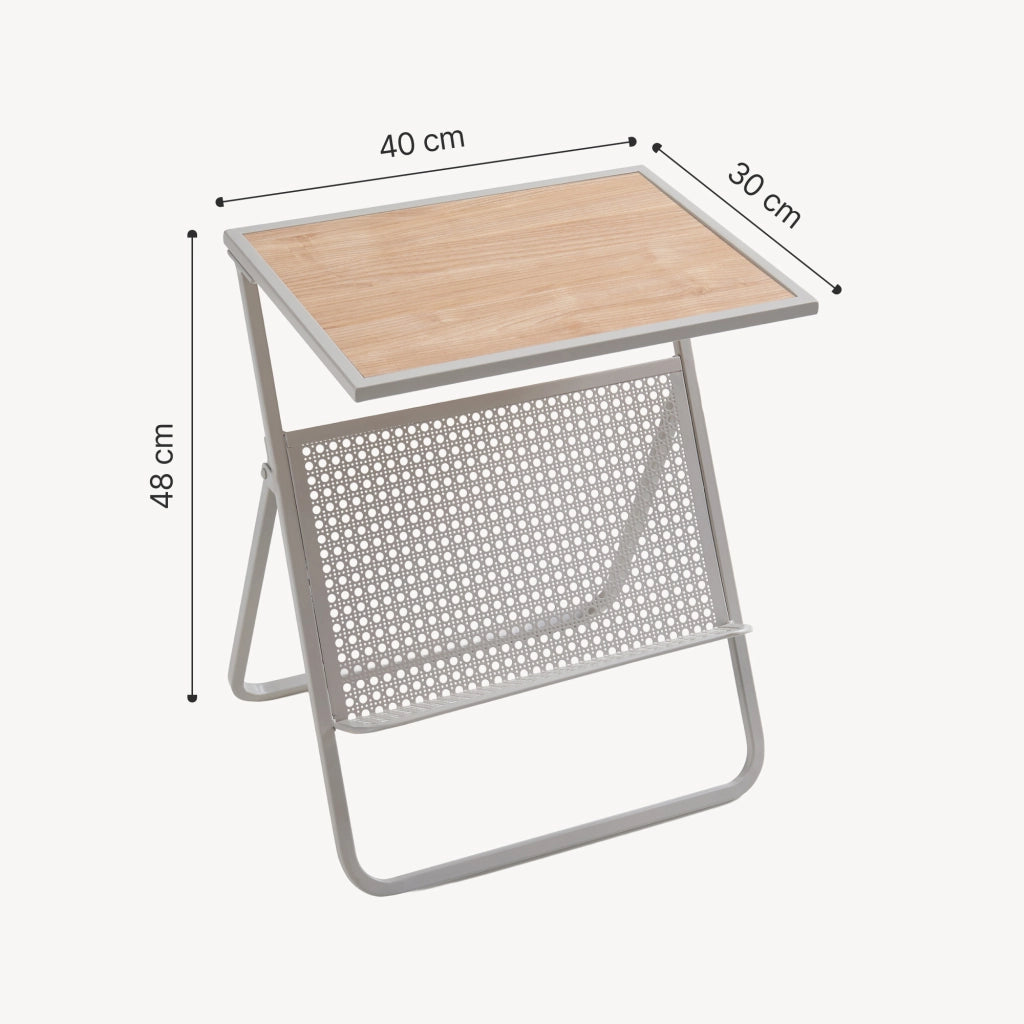 Tavolino Jäller con Portariviste Integrato 48 x 40 x 30 cm Beige / Effetto Rovere [en.casa]