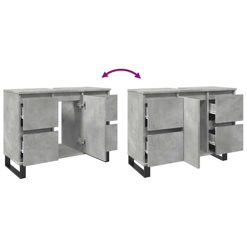 Mobile bagno moderno 80 x 33 x 60 cm con ampio spazio contenitivo stile industriale effetto legno grigio effetto cemento 02_0051117