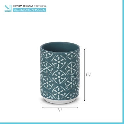 Portaspazzolino da appoggio in ceramica turchese cobalto multiuso  Circus