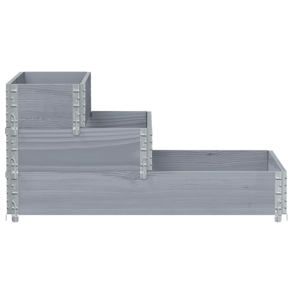 Fioriera | Cassetta per fiori | Vaso Rialzata a 3 Livelli Grigia 120x80 cm Legno di Pino
