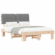 Letto con Testiera Rivestita Grigio chiaro 135 x 190 cm