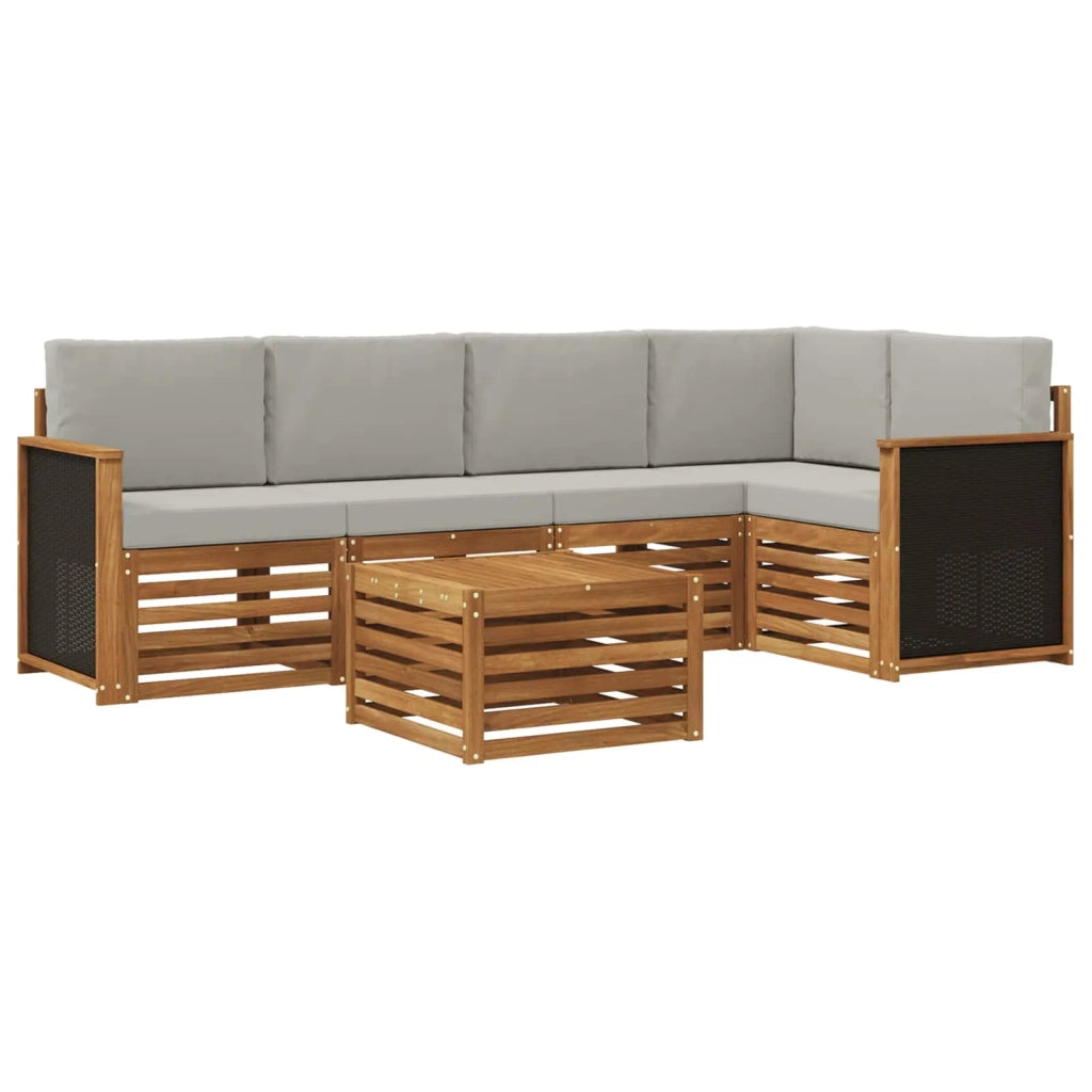 Set divano sezionale con cuscino 5 pcs Naturale e Grigio Chiaro 3384372