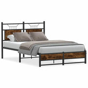 Letto matrimoniale | Letto per adulti | Giroletto senza Materasso Rovere Fumo 120x200 cm in Truciolato