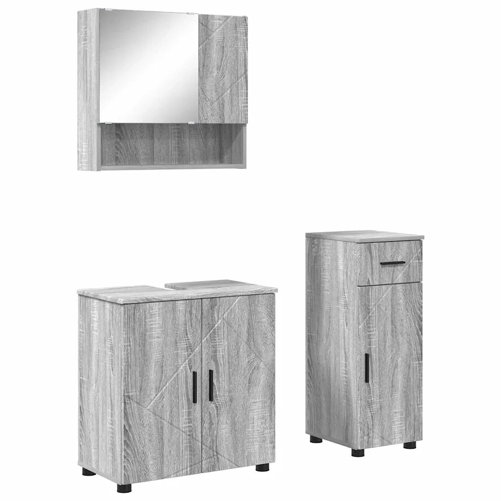 Set di mobili per il bagno con cassetto 3 pcs Grigio Sonoma 3392959