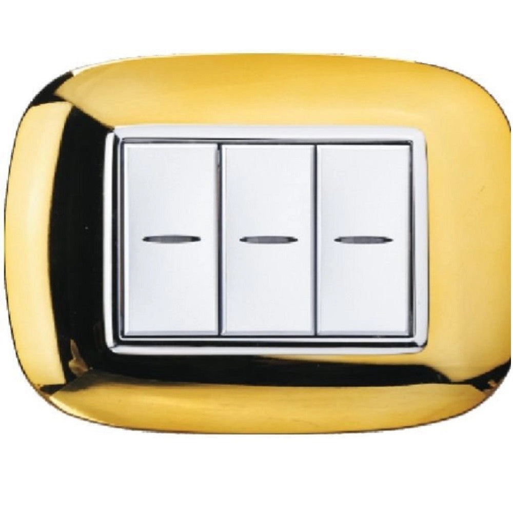 Trade Shop - Placca Oval 3 4 6 Moduli Colore Oro Lucido Compatibile Bticino Axolute -