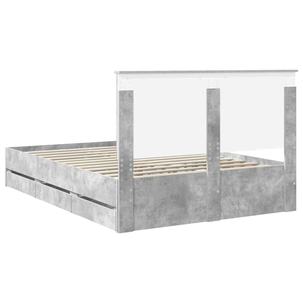Struttura del letto con cassetto Grigio cemento 140 x 200 cm 3411113