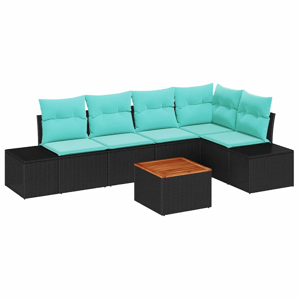 Set Divano da Giardino 6 pz Nero polyrattan 3347963