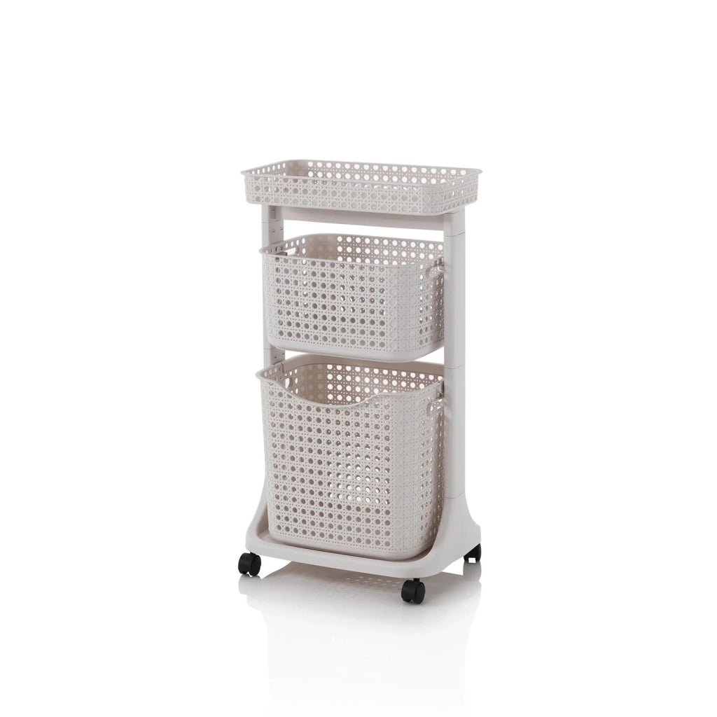 Carrello lavanderia 2 cesti LINO beige