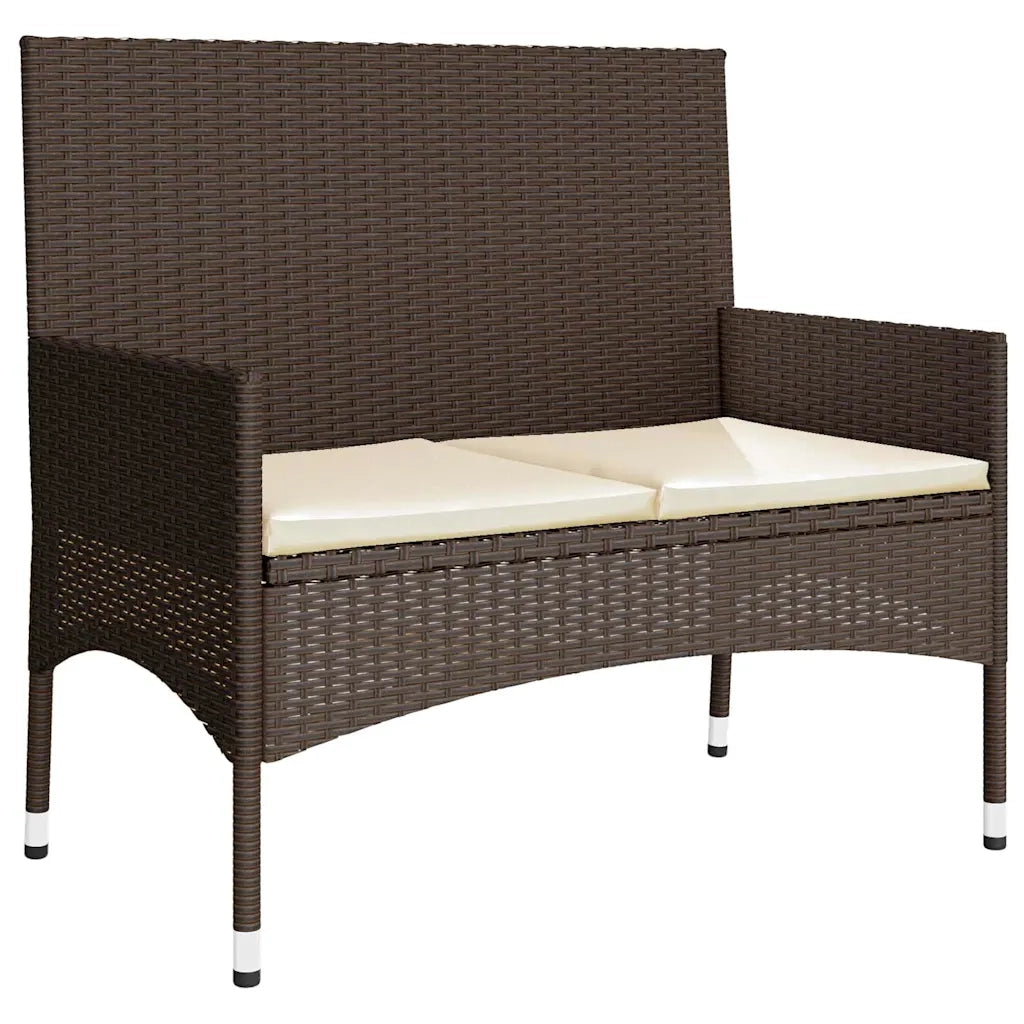Set Mobili da Giardino 4 pz con Cuscini in Polyrattan Marrone 319495