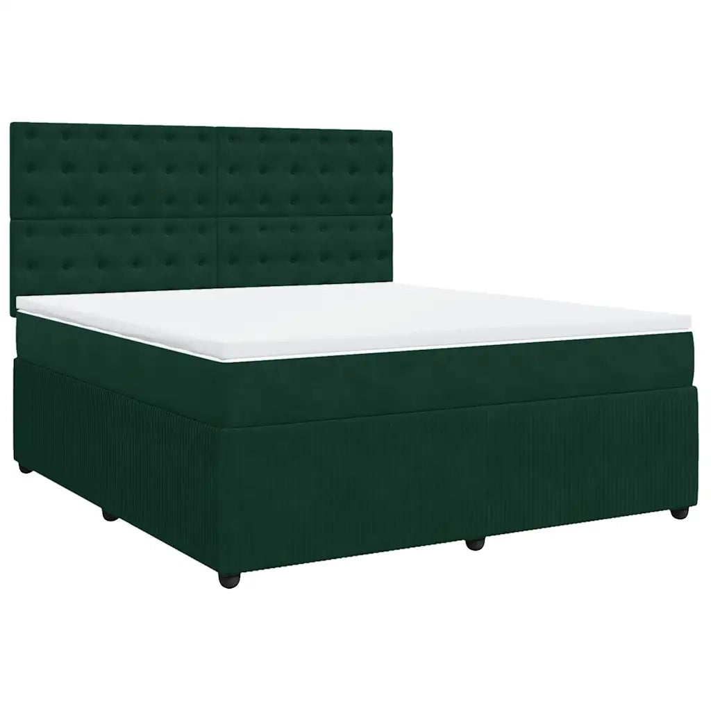 Giroletto a Molle con Materasso Verde Scuro 180x200 cm Velluto